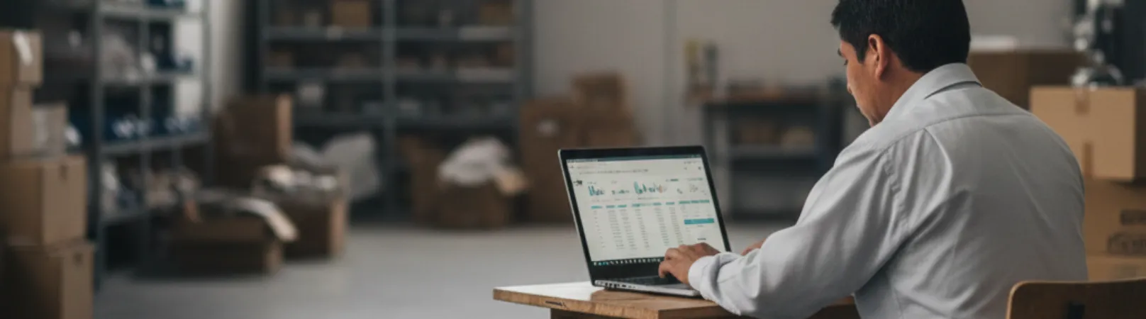 Contador revisando estados bancarios en laptop