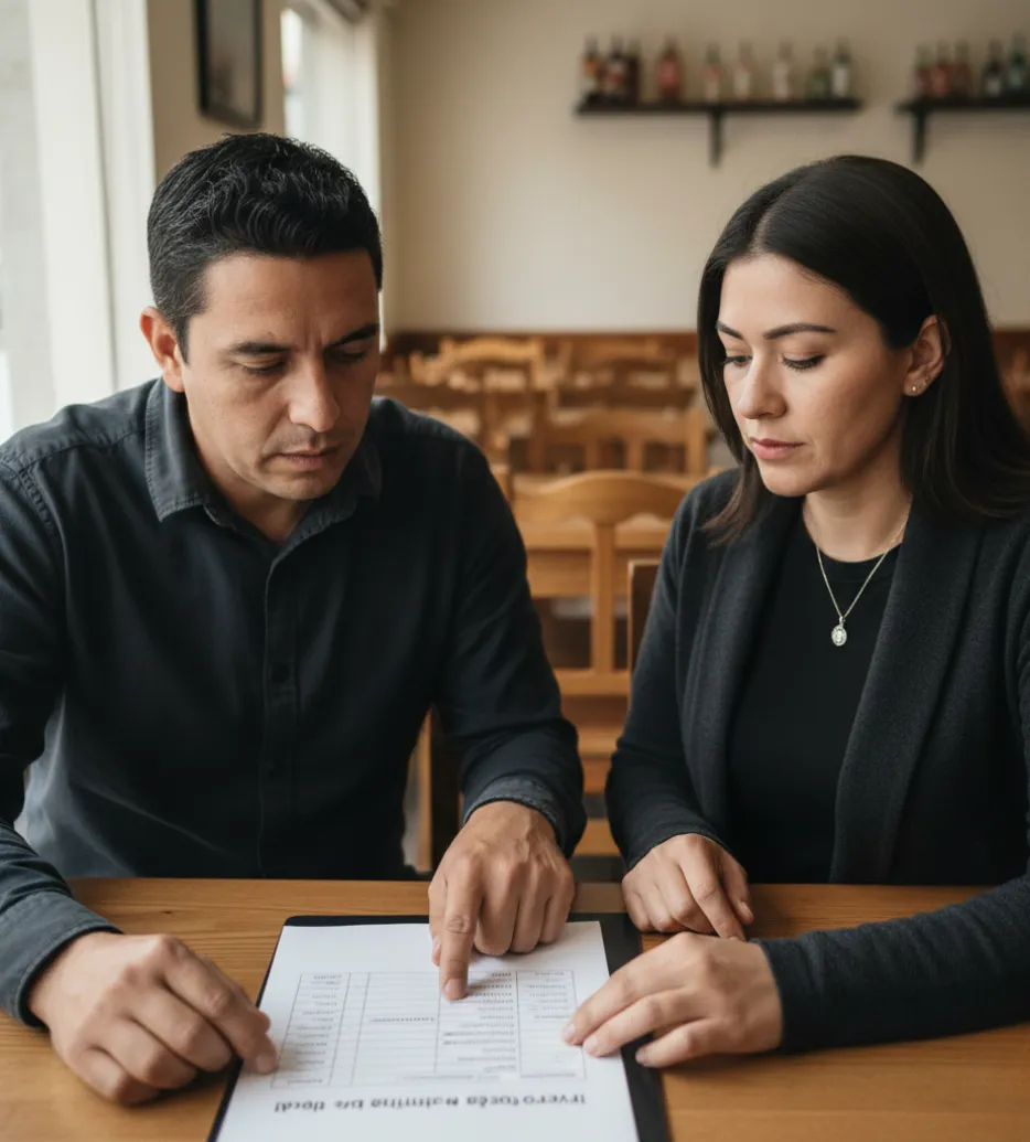 Equipo analizando resultados antes de abrir segundo local restaurante