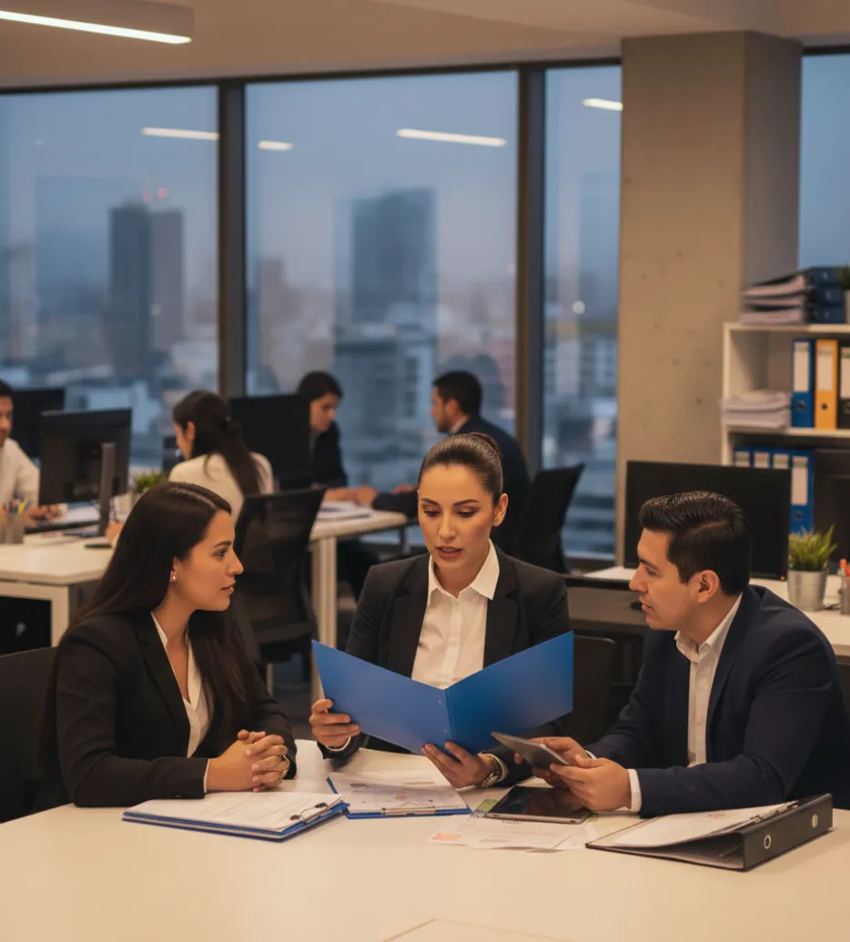 Directivo revisando indicadores clave en informe financiero