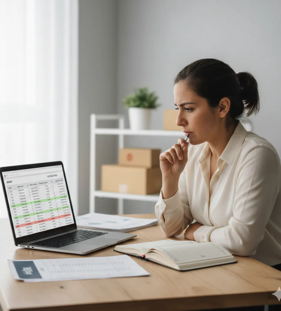 Pantalla con hoja de cálculo mostrando movimientos bancarios