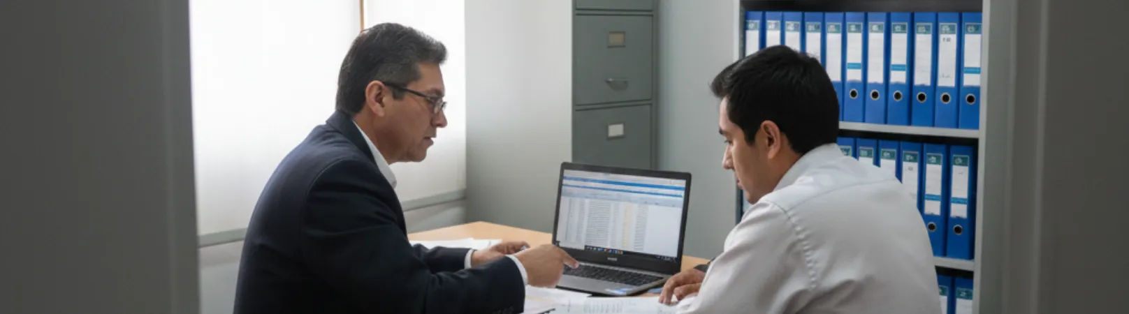 Equipo contable revisando balances en reunión de trabajo