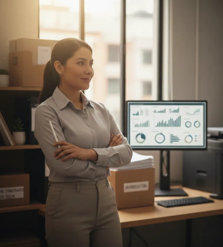 Profesional revisando reportes estadísticos