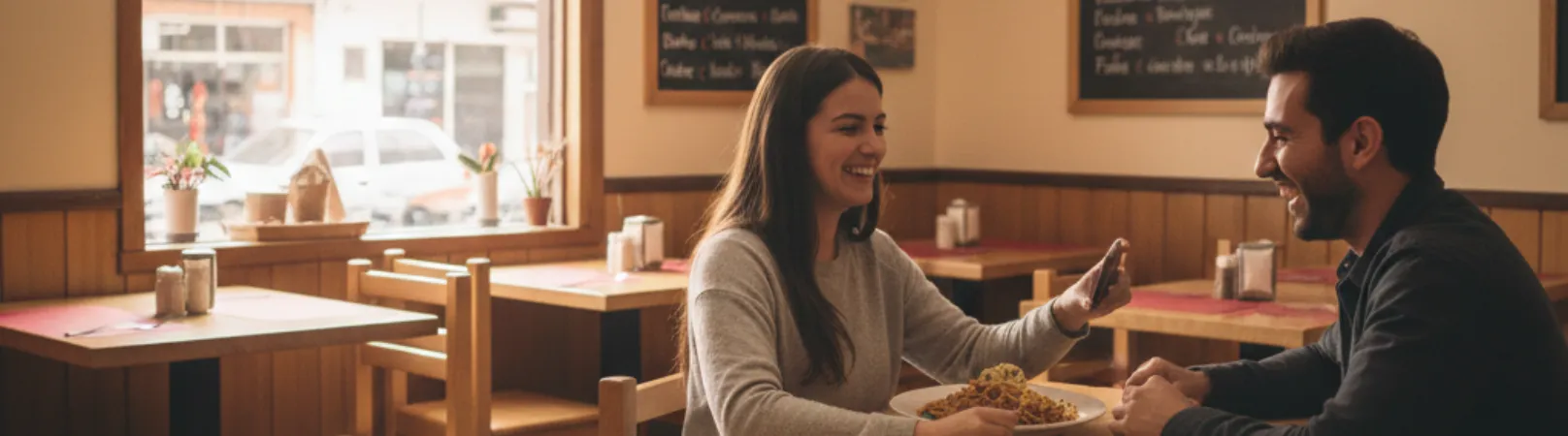 Clientes bien atendidos en restaurante