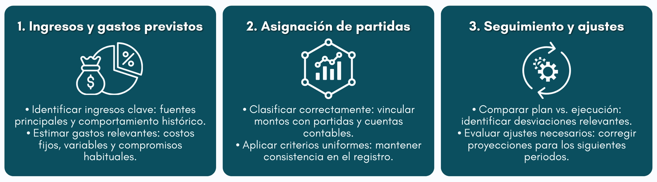 Pasos para planificación financiera y control presupuestario