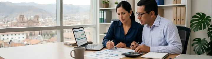 quipo revisando cierre contable mensual en oficina