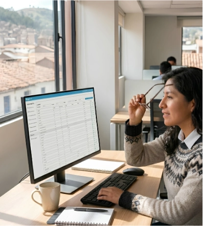 Mujer terminando de revisar el estado de cuenta digital.