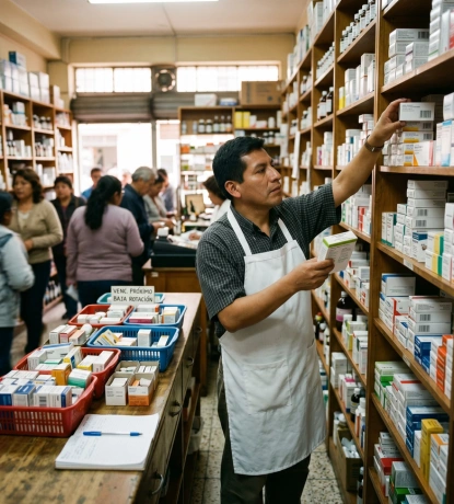 Farmaceutico ordenando productos