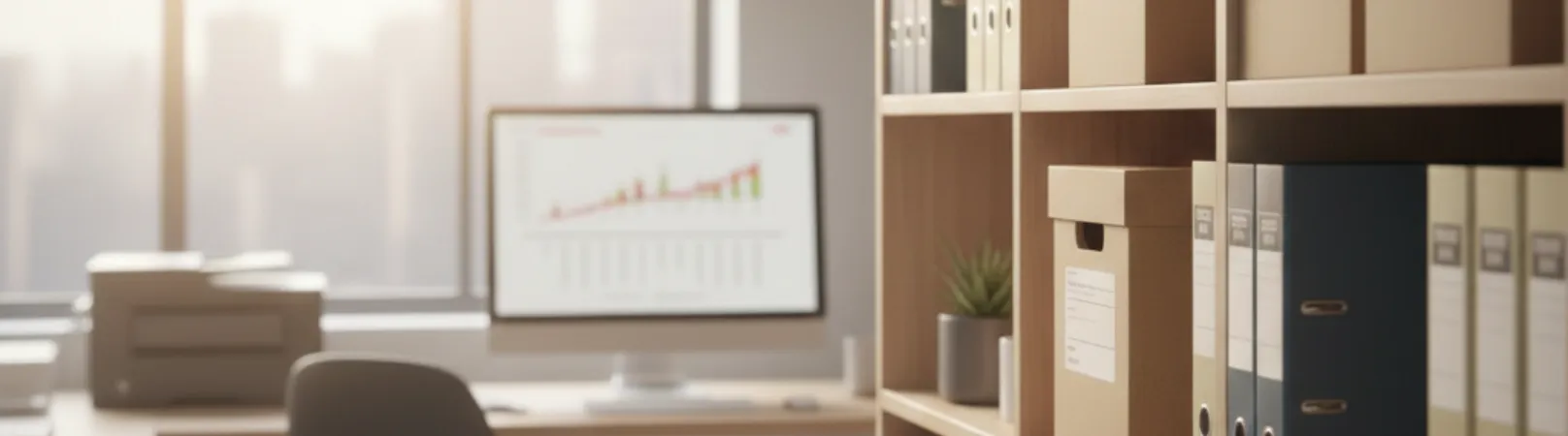 Documentos fiscales organizados junto a laptop 