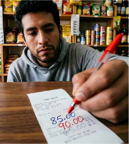 Error de escritura en un comprobante físico