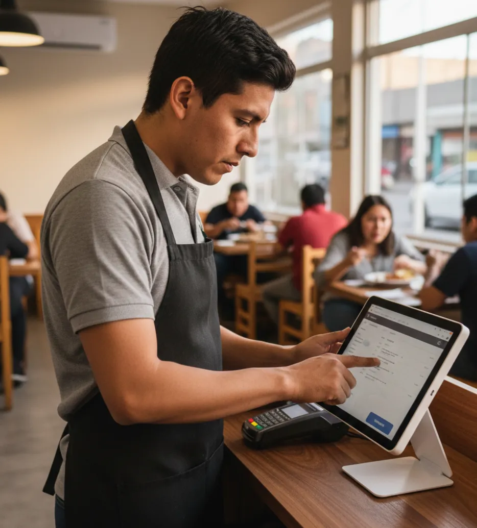 Reporte de ventas visible en pantalla de sistema POS