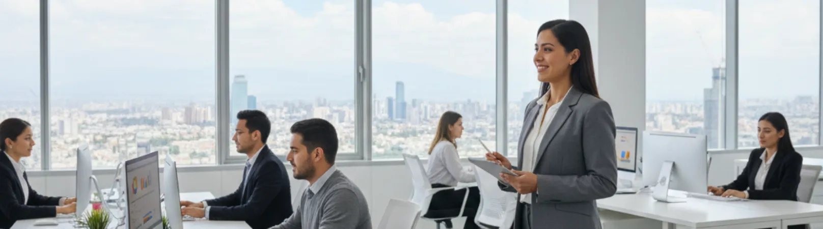 Equipo empresarial revisando controles contables en reunión